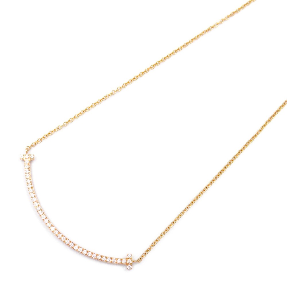 Tiffany T Smile Small Diamond Necklace Pink Gold Diamond